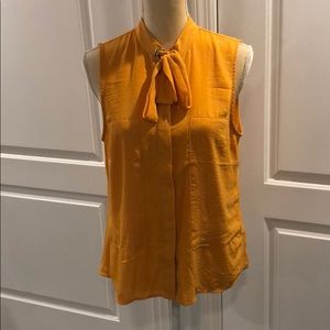 Marigold Sleeveless Blouse with tie at neck